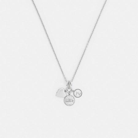 Coach Heart And Coins Cluster Pendant Necklace - Preorder — Silver
