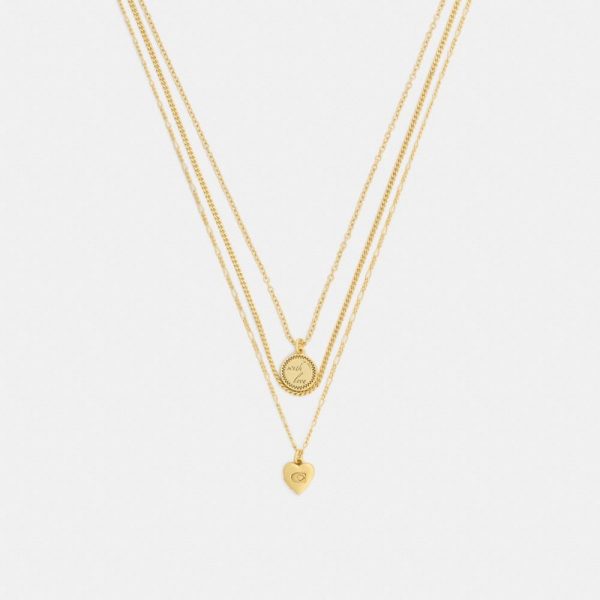 Coach Heart And Coin Layered Necklace - Preorder