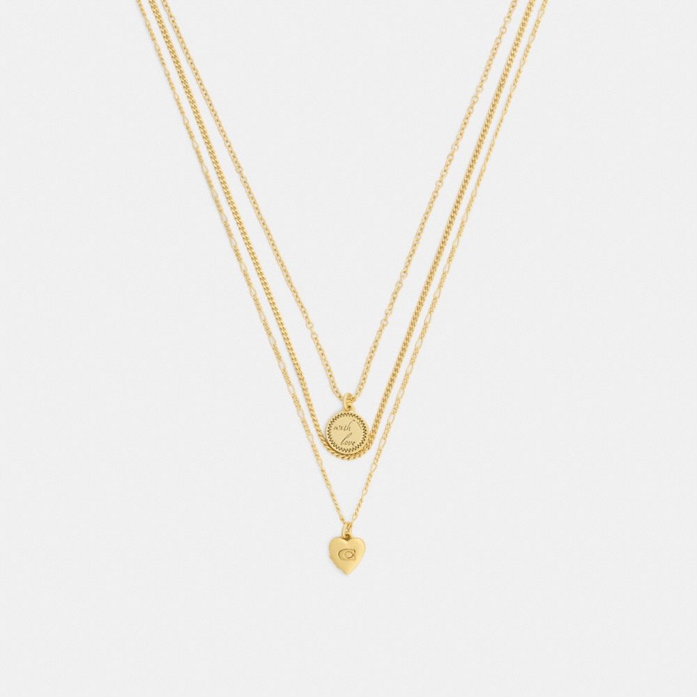 Coach Heart And Coin Layered Necklace - Preorder