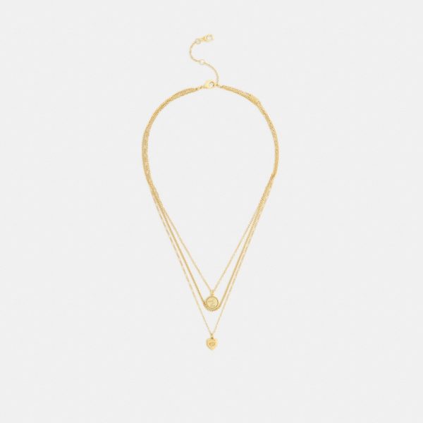 Coach Heart And Coin Layered Necklace - Preorder
