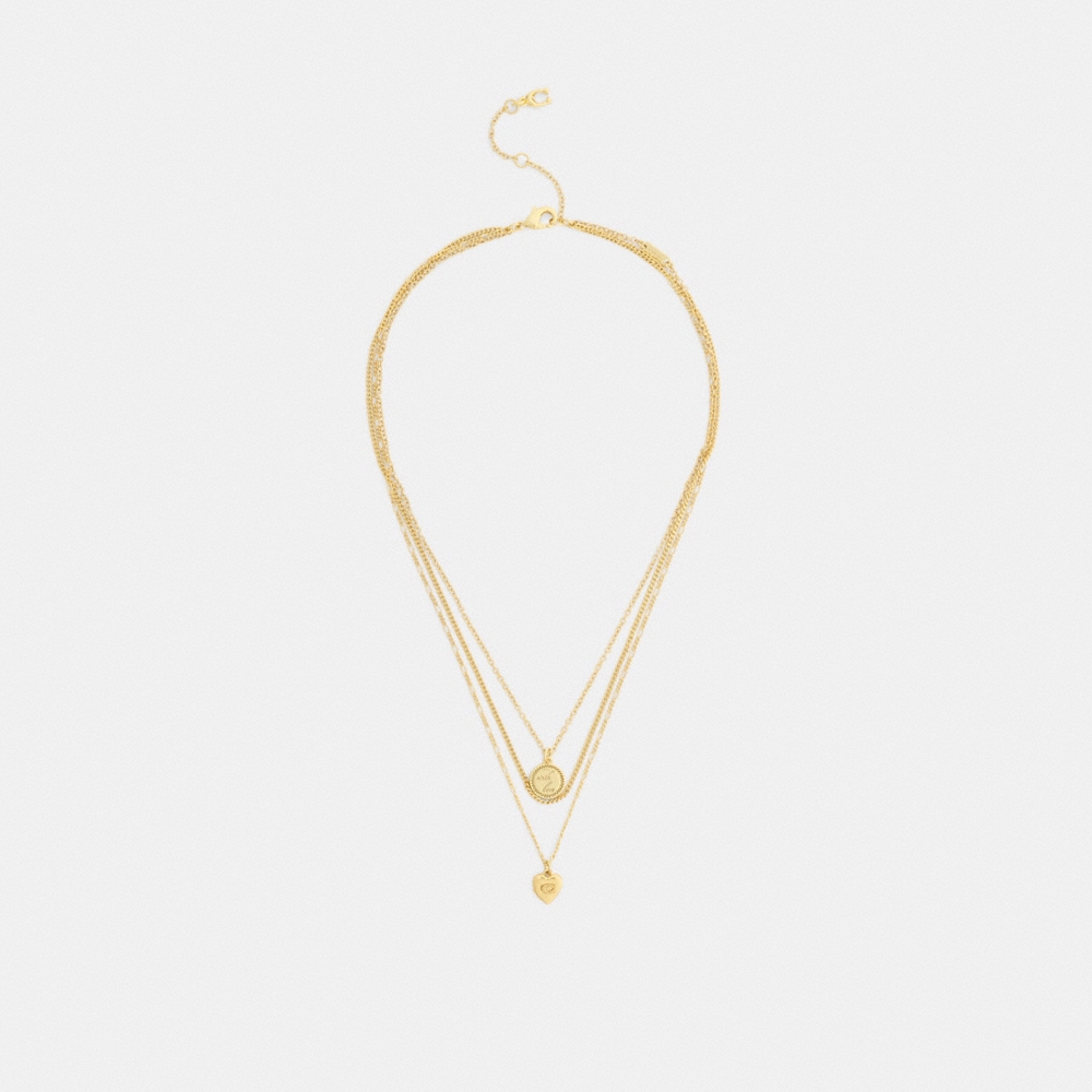 Coach Heart And Coin Layered Necklace - Preorder