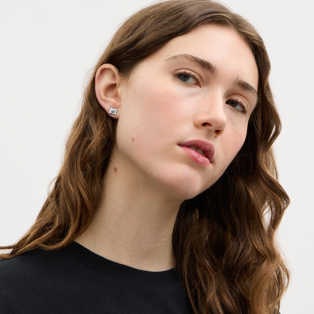 Coach Signature Envelope Stud Earrings - Preorder