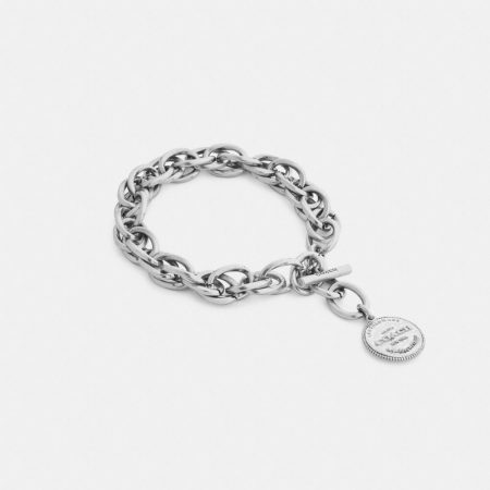 Coach Statement Coin Chain Bracelet - Preorder — Silver