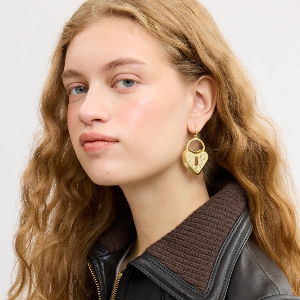 Coach Heart Padlock Earrings - Preorder