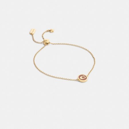 Coach Outlet Signature Enamel Coin Slider Bracelet - Preorder — Brass/Brown