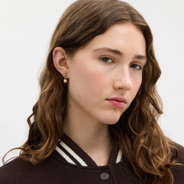 Coach Outlet Signature Enamel Coin Pearl Drop Earrings - Preorder