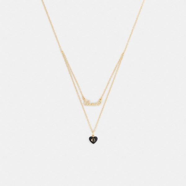 Coach Outlet Coach Script Resin Heart Layered Necklace - Preorder