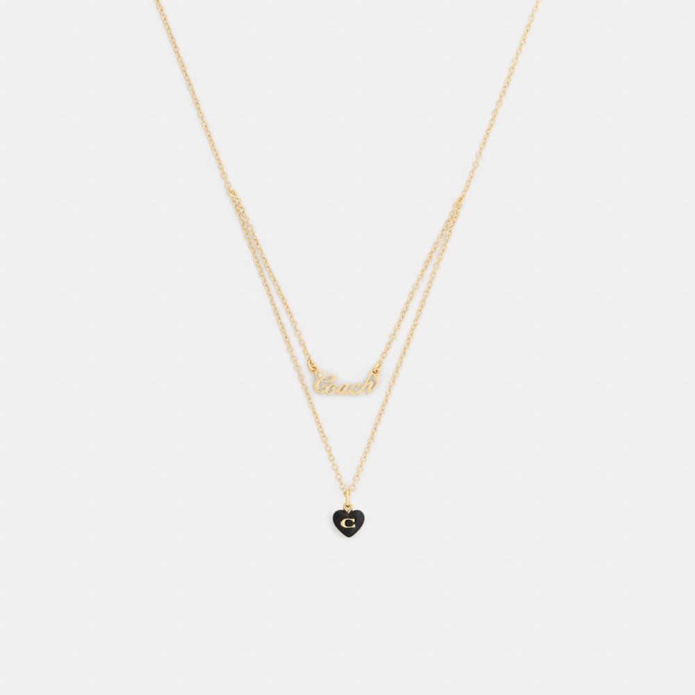 Coach Outlet Coach Script Resin Heart Layered Necklace - Preorder