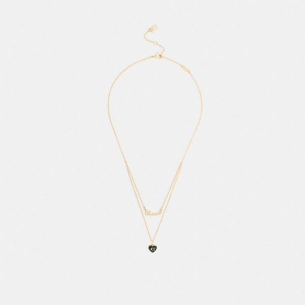Coach Outlet Coach Script Resin Heart Layered Necklace - Preorder