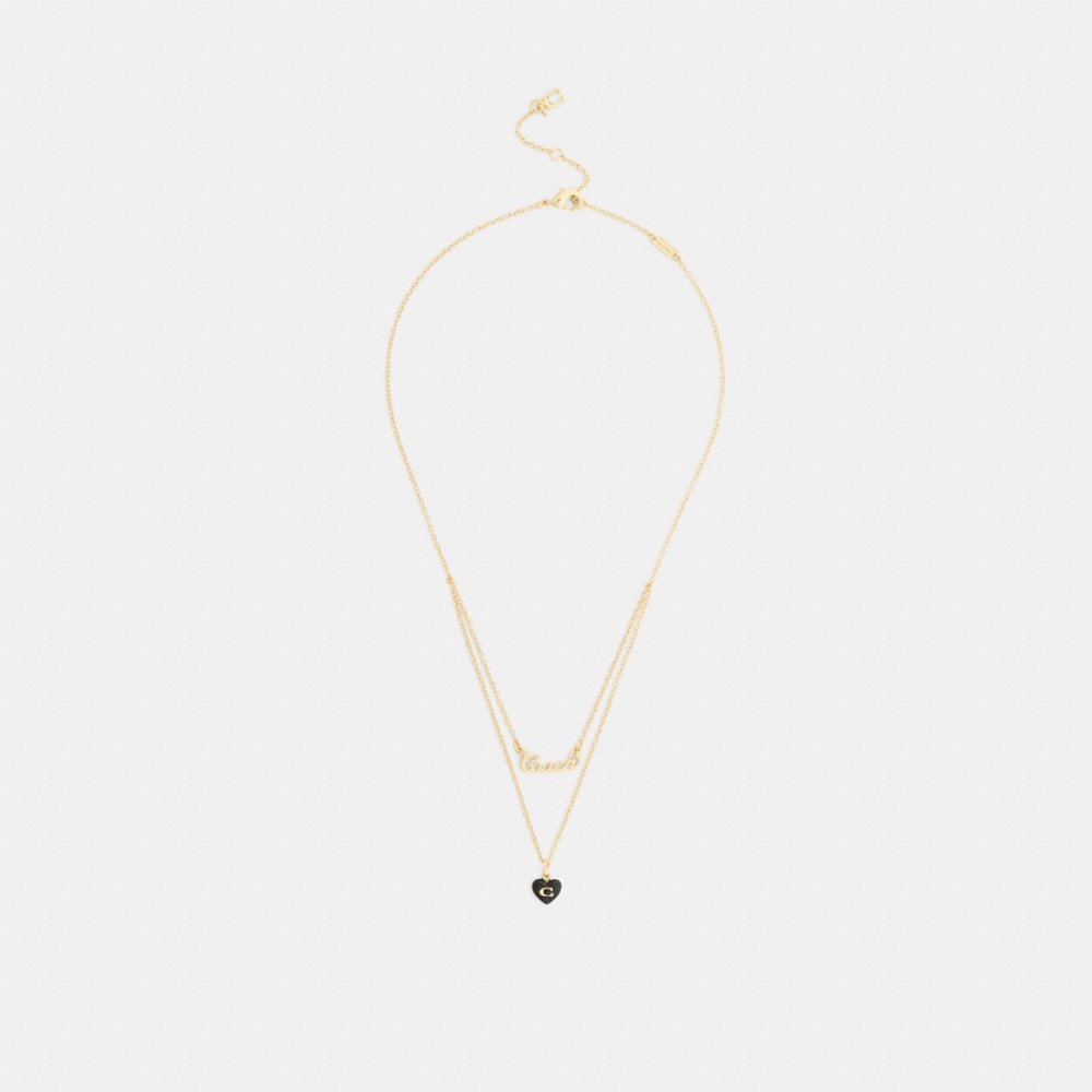 Coach Outlet Coach Script Resin Heart Layered Necklace - Preorder