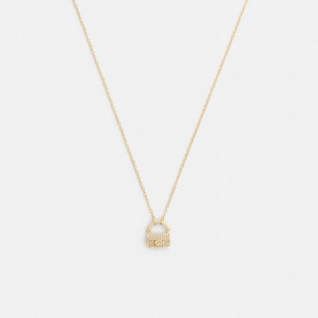 Coach Outlet Pavé Tabby Pendant Necklace - Preorder — Brass/Clear