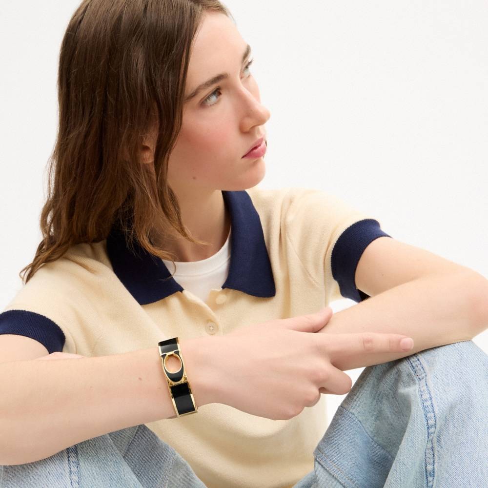 Coach Signature Enamel Statement Hinged Bangle - Preorder