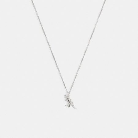 Coach Pavé Skeletal Rexy Pendant Necklace - Preorder — Silver/Clear
