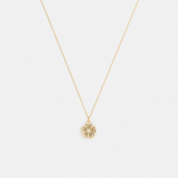 Coach Outlet Pavé Tea Rose Pendant Necklace - Preorder