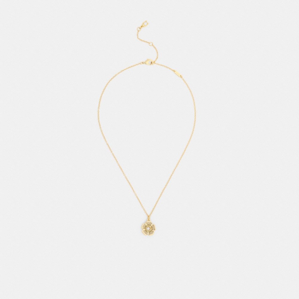 Coach Outlet Pavé Tea Rose Pendant Necklace - Preorder