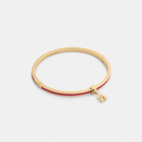 Coach Outlet Cherry Charm Enamel Thin Hinged Bangle - Preorder