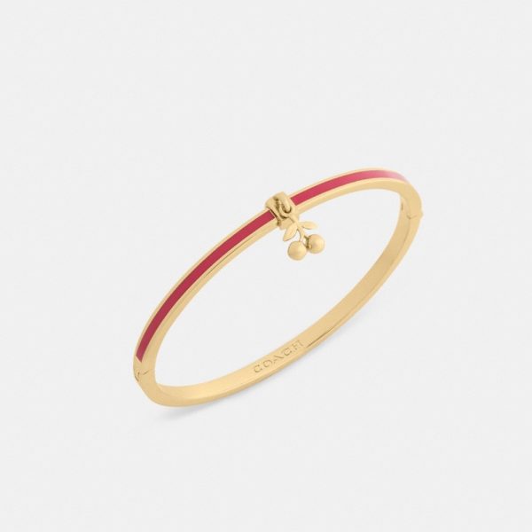 Coach Outlet Cherry Charm Enamel Thin Hinged Bangle - Preorder