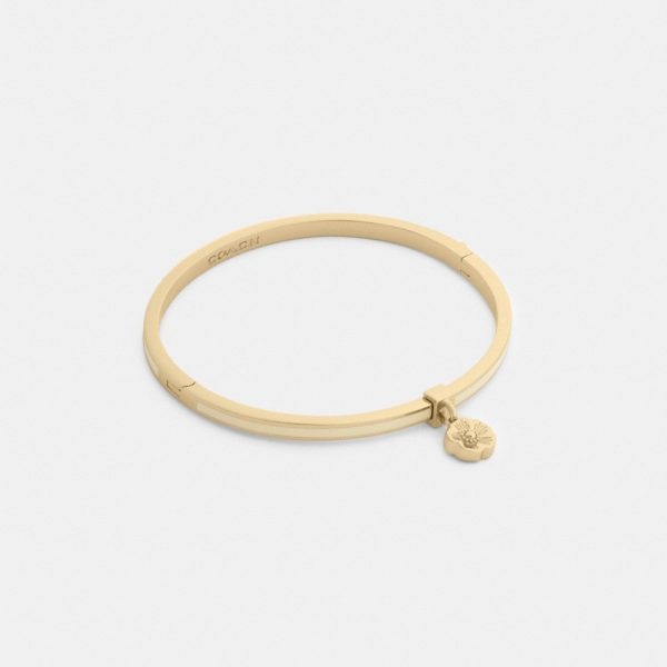 Coach Outlet Tea Rose Charm Enamel Thin Hinged Bangle - Preorder