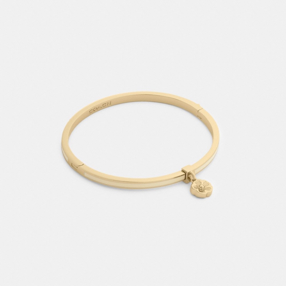 Coach Outlet Tea Rose Charm Enamel Thin Hinged Bangle - Preorder