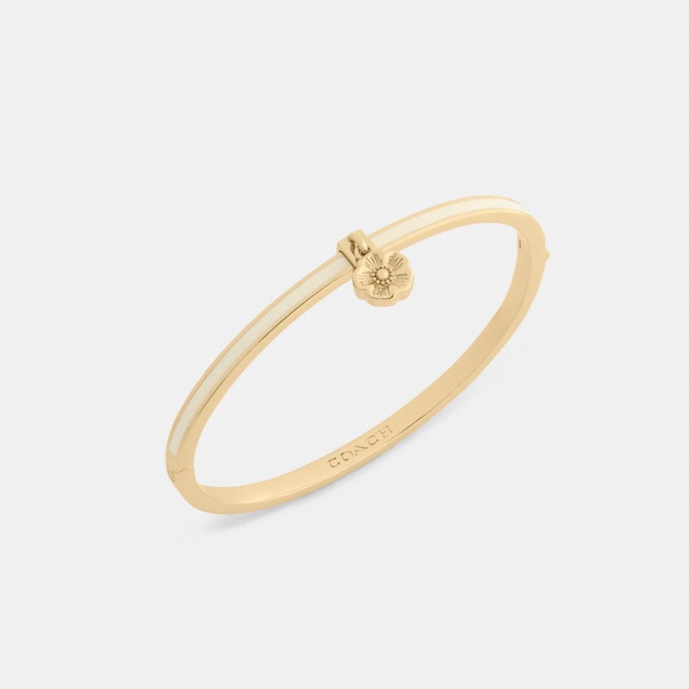 Coach Outlet Tea Rose Charm Enamel Thin Hinged Bangle - Preorder
