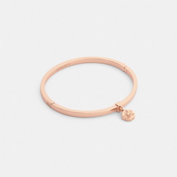 Coach Outlet Tea Rose Charm Thin Hinged Bangle - Preorder