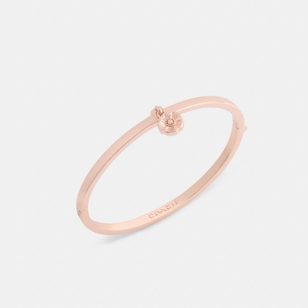 Coach Outlet Tea Rose Charm Thin Hinged Bangle - Preorder