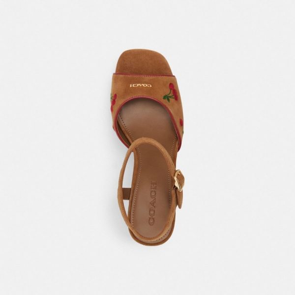 Coach Outlet Block Heel Sandal With Cherry Embroidery - Preorder
