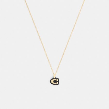 Coach Outlet Signature Resin Pendant Necklace - Preorder — Brass/Black
