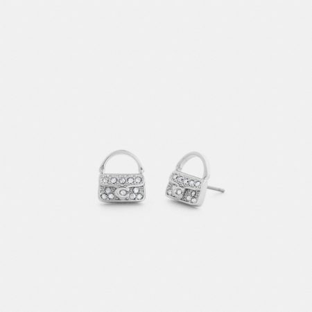 Coach Outlet Pavé Tabby Stud Earrings - Preorder — Silver/Clear