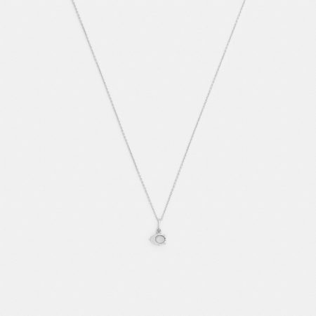 Coach Outlet Signature Solitaire Pendant Necklace - Preorder — Silver