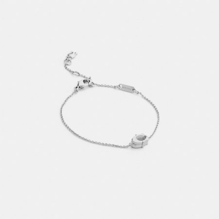 Coach Outlet Signature Solitaire Linear Bracelet - Preorder — Silver