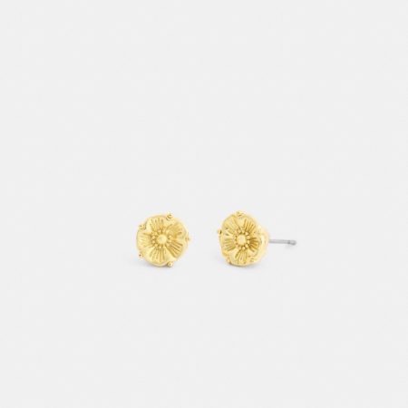 Coach Outlet Tea Rose Stud Earrings - Preorder — Brass
