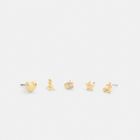 Coach Outlet Rexy And Cherry Stud Earring Set - Preorder — Brass