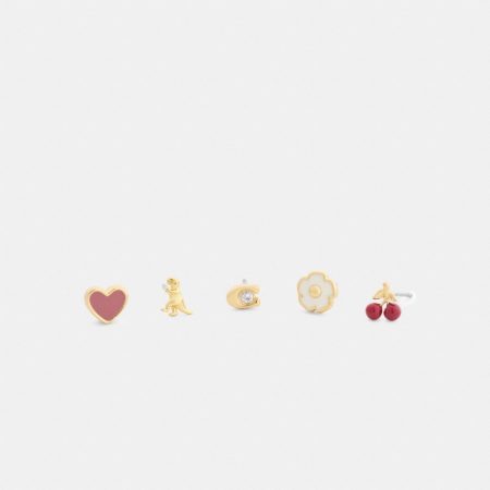 Coach Outlet Rexy And Cherry Enamel Stud Earring Set - Preorder — Brass/Multi