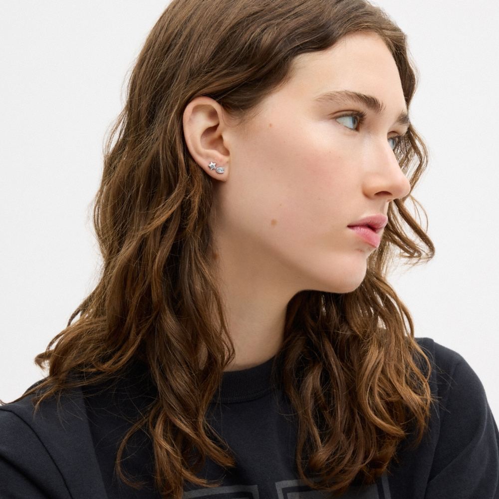Coach Outlet Padlock And Moon Stud Earring Set - Preorder