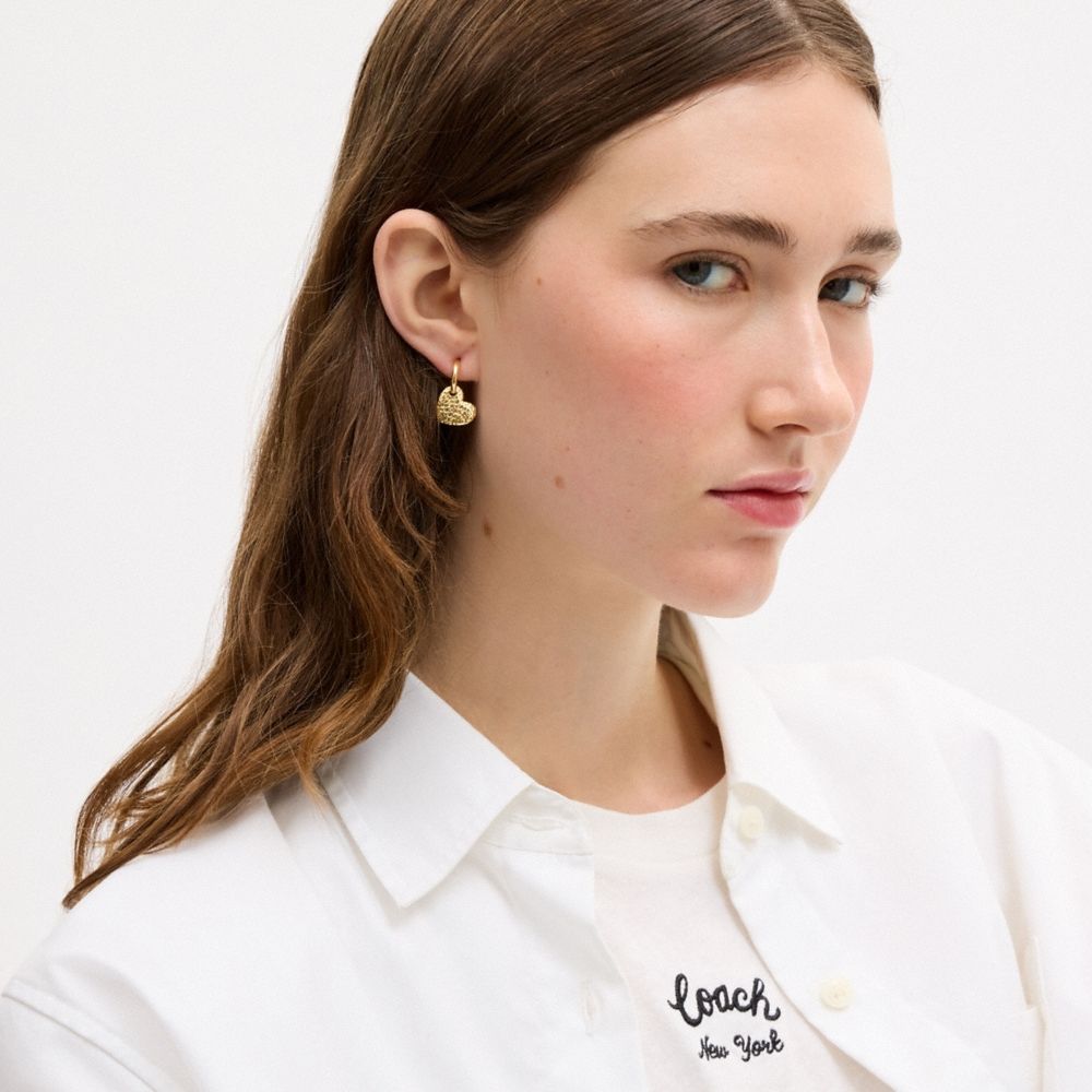 Coach Outlet Signature Heart Hoop Earrings - Preorder - Image 2
