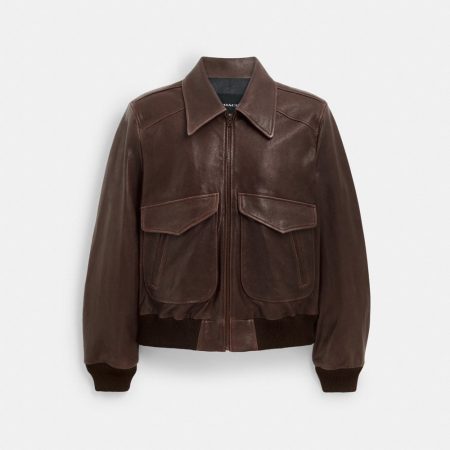 Coach Leather Bomber - Preorder — Brown