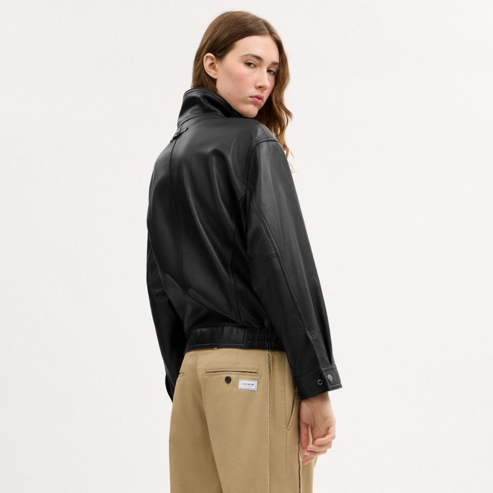 Coach Funnel Neck Leather Blouson - Preorder