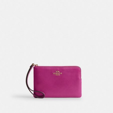 Coach Outlet Corner Zip Wristlet - Preorder — Brass/Magenta