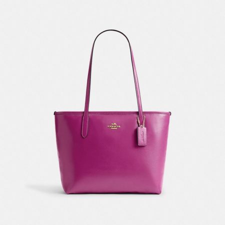 Coach Outlet Medium City Tote Bag - Preorder — Brass/Magenta
