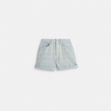 Coach Restored Signature Denim Shorts - Preorder — Blue Signature