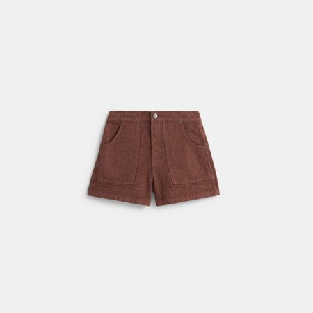 Coach Restored Signature Jacquard Denim Shorts - Preorder — Brown Signature