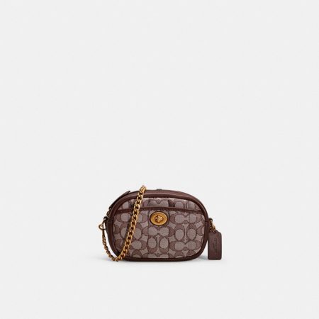 Coach Restored Small Camera Bag In Signature Jacquard With Quilting - Preorder — Brass/Oak Maple