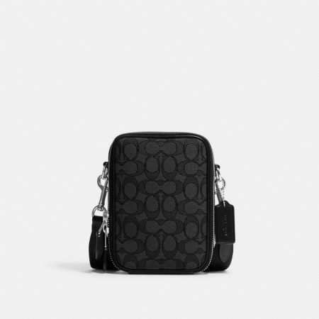 Coach Outlet Stanton Crossbody Bag In Signature Jacquard - Preorder — Silver/Charcoal/Black