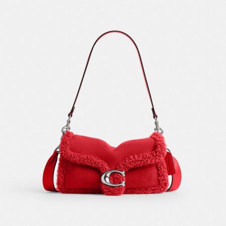 Coach Tabby Shoulder Bag 26, Inspired by PinkPantheress - Preorder — Light Antique Brass/Red