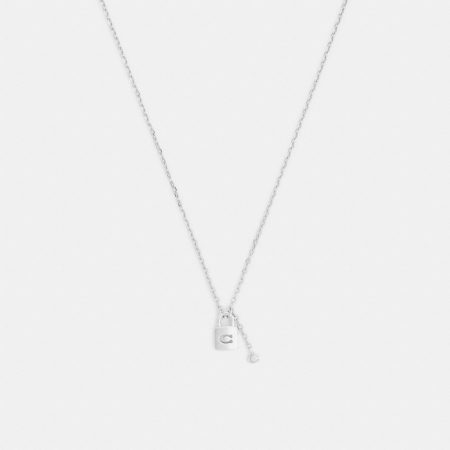 Coach Signature Padlock Pendant Necklace - Preorder — Silver