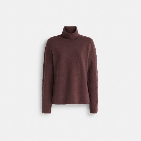 Coach Restored Lurex Signature Turtleneck Sweater - Preorder — Brown