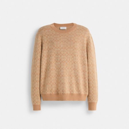 Coach Restored Signature Crewneck Sweater - Preorder — Camel