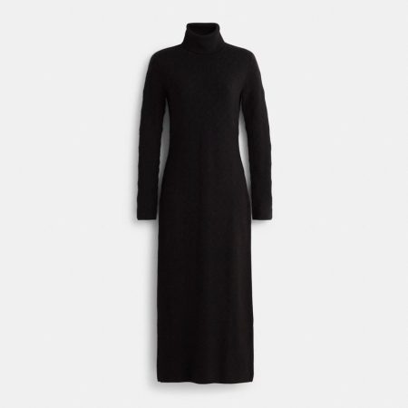 Coach Restored Signature Knit Turtleneck Dress - Preorder — Black