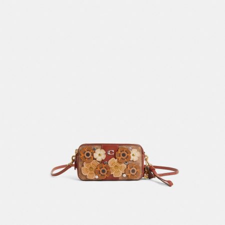 Coach Custom Kira Crossbody Bag In Colorblock Signature Canvas - Preorder — Brass/Tan/Rust